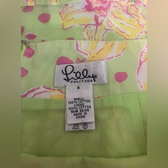 Lilly Pulitzer Vintage Carmen Skirt 6 Palm Green Multi Fillies for Lillies - Picture 7 of 8